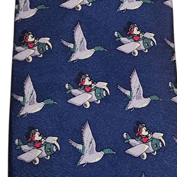 Vintage Mickey Mouse Aviation & Mallard Ducks Silk Tie - Made In USA - Picture 3 of 8
